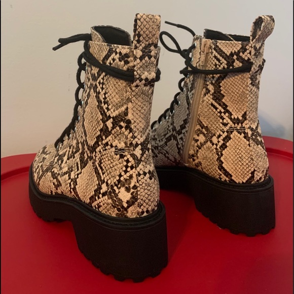 Steve Madden Tornado Snake Print Combat Boots - Picture 8 of 10